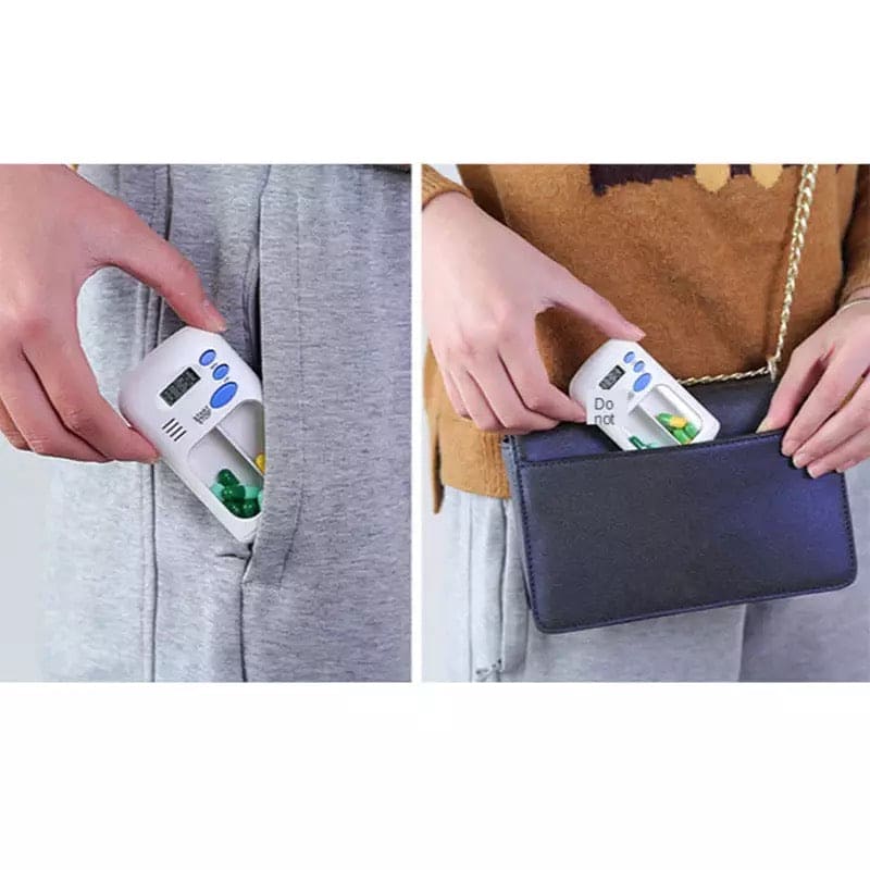 Mini Portable Pill Reminder Drug Alarm Timer Electronic Box, Mini Portable Pill Case, Medication Organizer Alarm Case, Portable Electronic Pill Reminder, Smart Pill Dispenser, 2 Grid Pill Box Mini Portable Pill Reminder Drug Alarm Timer Electronic Box, Mini Portable Pill Case, Medication Organizer Alarm Case, Portable Electronic Pill Reminder, Smart Pill Dispenser, 2 Grid Pill Box